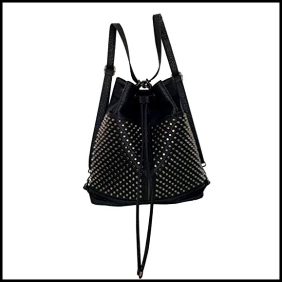Oversized Studded Bucket Bag Vegan Leather Punk Rock Convertible Backpack main image 7